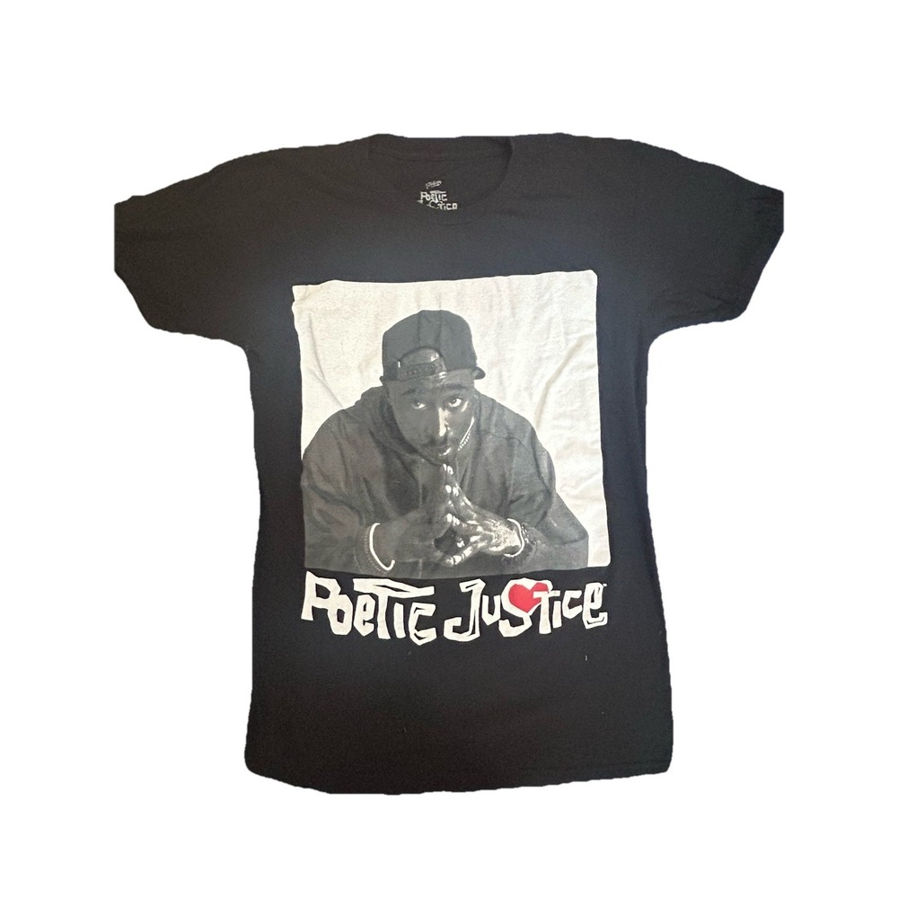 VTG Tupac Poetic Justice T-Shirt Black, SZ L 90s Hip Hop Rap by Philcos
